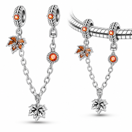 Charm pour bracelet automne chaine feuille ambre