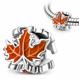 Charm pour bracelet automne feuilles d'érable enroulées