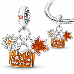 Charm pour bracelet automne feuille sac soleil