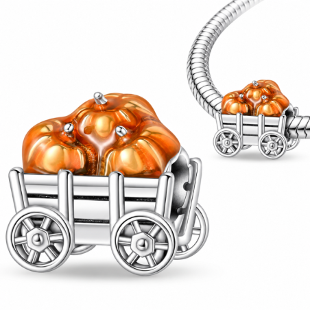 Charm pour bracelet automne chariot de citrouille