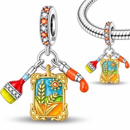 Charm pour bracelet automne tableau peinture pinceau