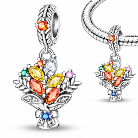 Charm pour bracelet bouquet de fleurs d'automne