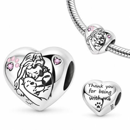 Charm pour bracelet coeur j'aime mon chien