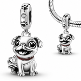 Charm pour bracelet chien carlin assis