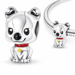 Charm pour bracelet chien collier rouge