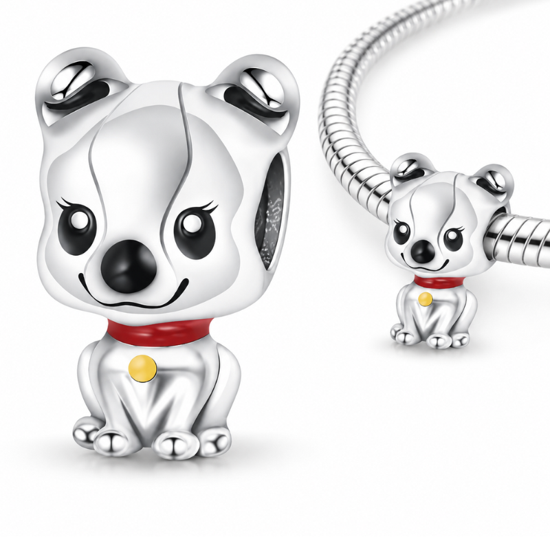 Charm pour bracelet chien collier rouge