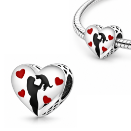 Charm pour bracelet coeur chat dans les bras