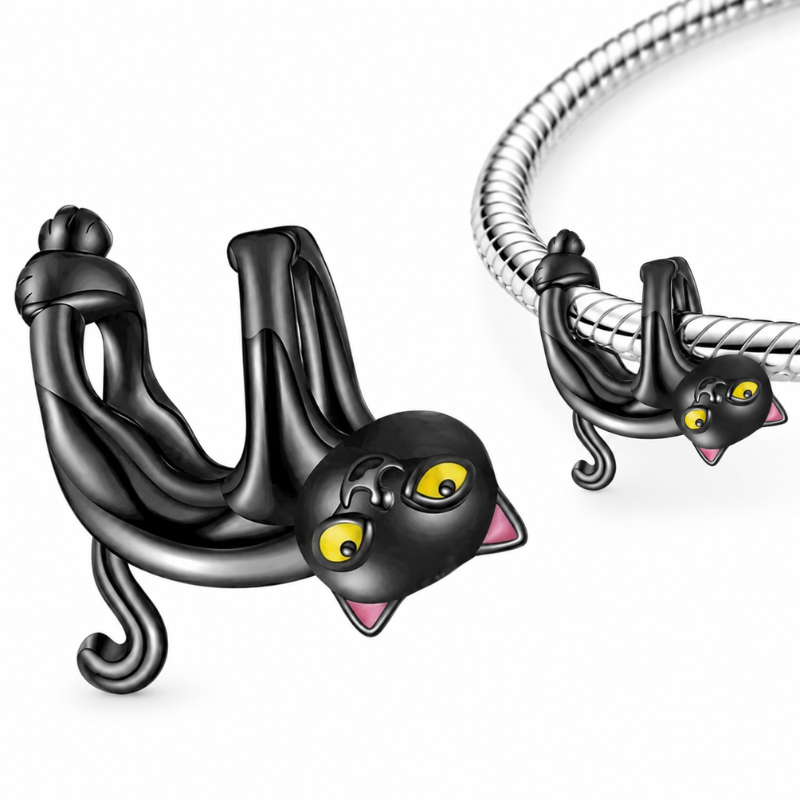 Charm pour bracelet chat suspendu sur bracelet