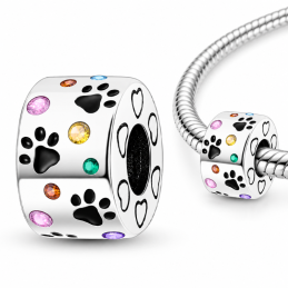 Charm pour bracelet patte de chat pierre colorée