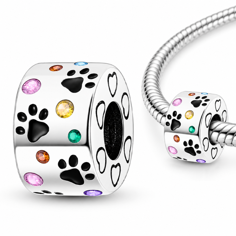Charm pour bracelet patte de chat pierre colorée