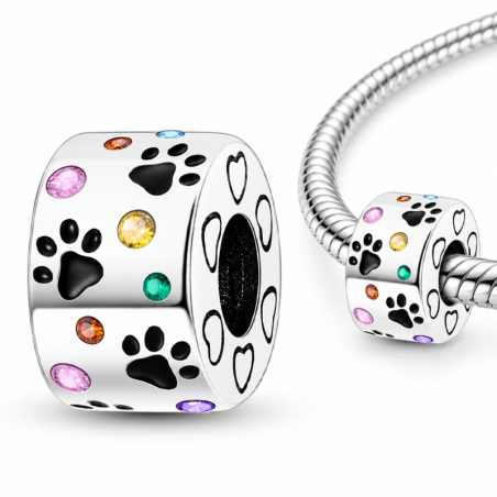 Charm pour bracelet patte de chat pierre colorée