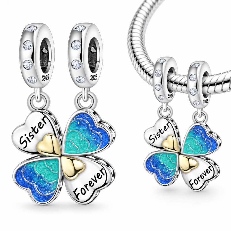 Charm double a partager coeur trèfle porte bonheur meilleure amie