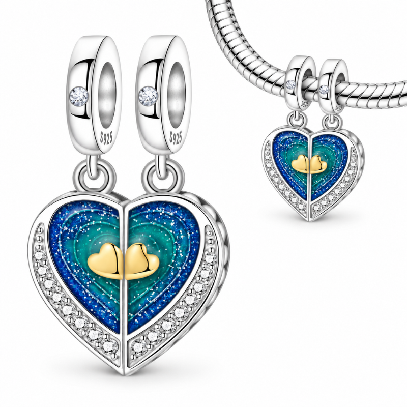 Charm double a partager cadeau meilleure amie coeur ciel étoilé