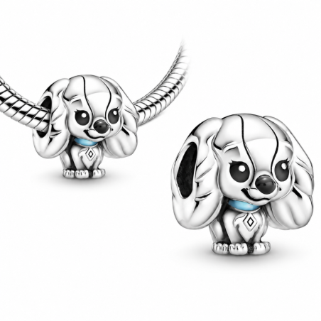Charm pour bracelet chien belle collier bleu