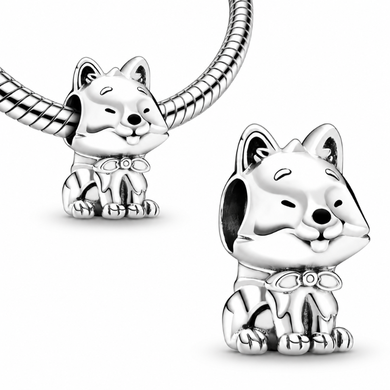 Charm pour bracelet chien noeud