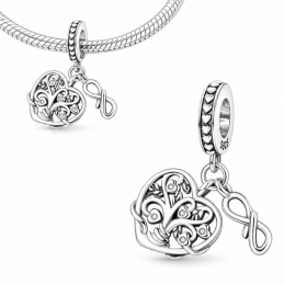 Charm pour bracelet Arbre de Vie Cœur et Infini