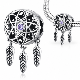 Charm pour bracelet attrape rêve plume