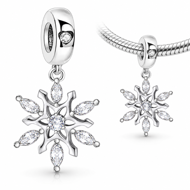 Charm pour bracelet flocon neige strass