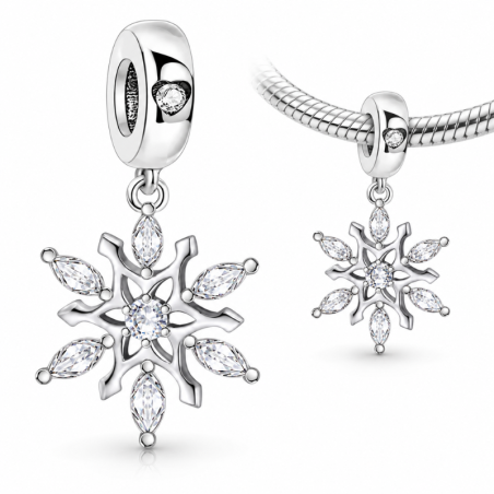 Charm pour bracelet flocon neige strass