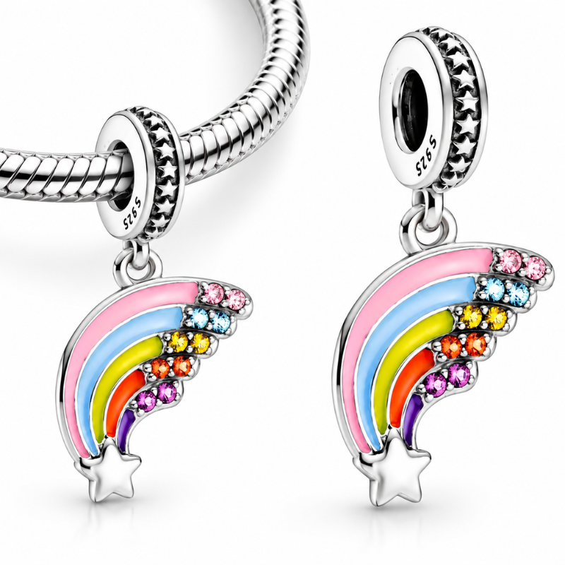 Charm pour bracelet arc en ciel étoile