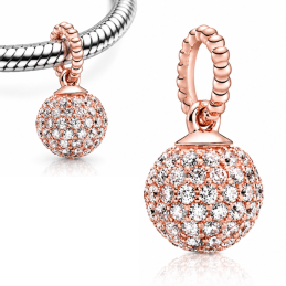 Charm pour bracelet boule strass doré rose
