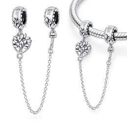 Charm pour bracelet double chaine sécurité coeur arbre fleur