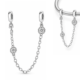 Charm double avec chaine de sécurité fleur marguerite