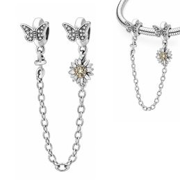 Charm double avec chaine de sécurité papillon tournesol