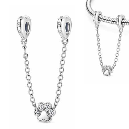Charm double avec chaine de sécurité patte de chien