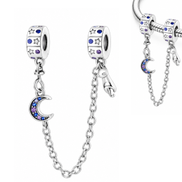 Charm double avec chaine de sécurité chat dans l'espace