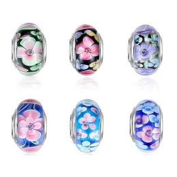 Charm pour bracelet murano espaceur séparateur fleurs