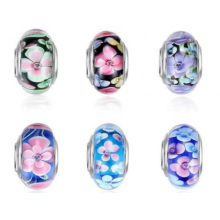 Charm pour bracelet murano espaceur séparateur fleurs