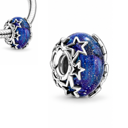 Charm pour bracelet séparateur murano étoiles galaxie
