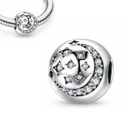 Charm pour bracelet clip boule étoile lune
