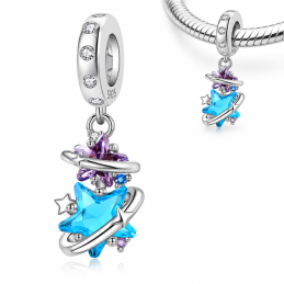 Charm pour bracelet étoile filante suspendue bleu violette