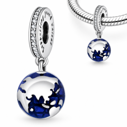 Charm pour bracelet planète terre globe monde suspendu