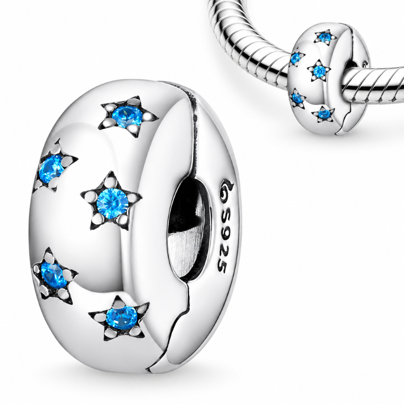 Charm pour bracelet séparateur clip étoiles bleu turquoise