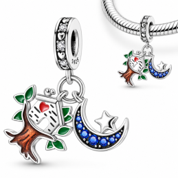 Charm pour bracelet lune bleu cabane dans l'arbre