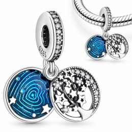 Charm pour bracelet espace arbre étoile galaxie