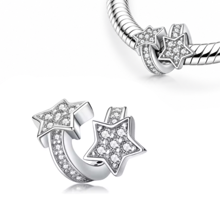 Charm pour bracelet double étoile filante