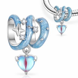 Charm pierre de lune étoile filante turquoise pour bracelet