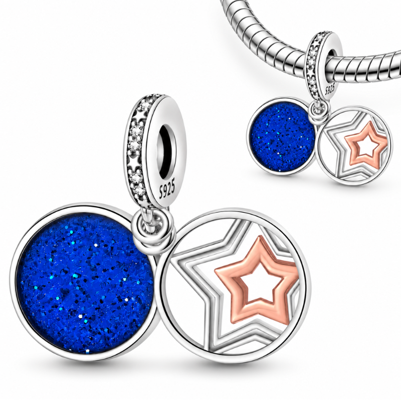 Charm pour bracelet étoile sur fond bleu