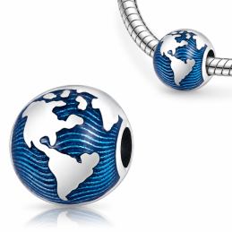 Charm pour bracelet clip planète terre globe monde