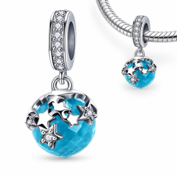 Charm pour bracelet étoiles boule bleu turquoise