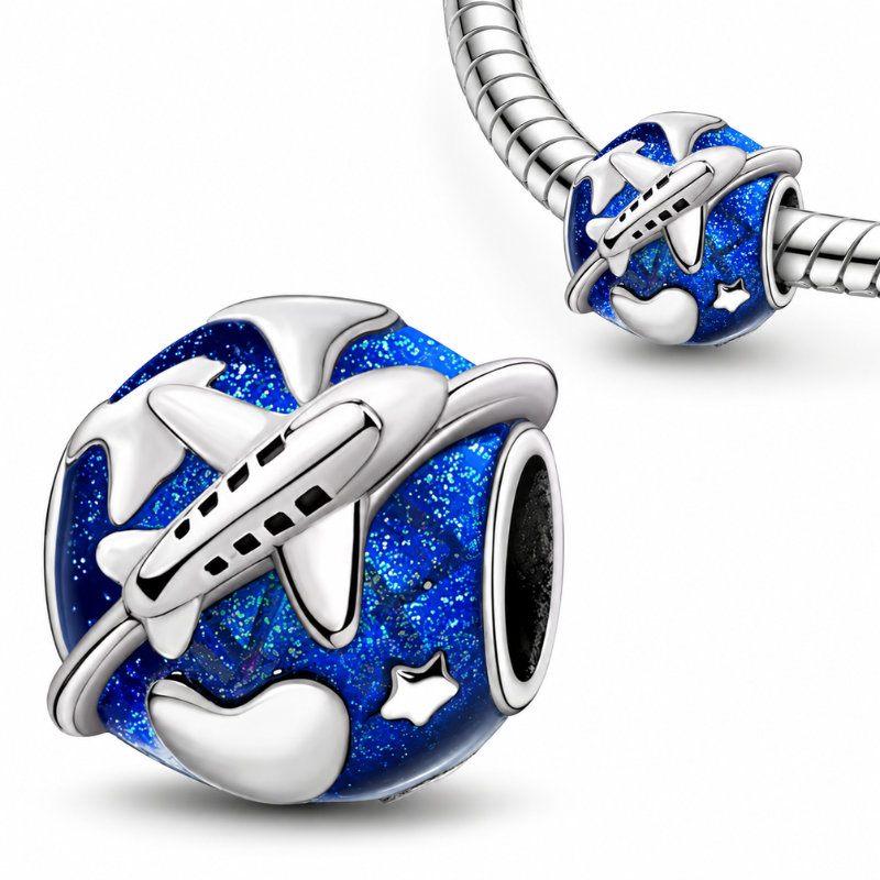 Charm pour bracelet planète coeur anneau