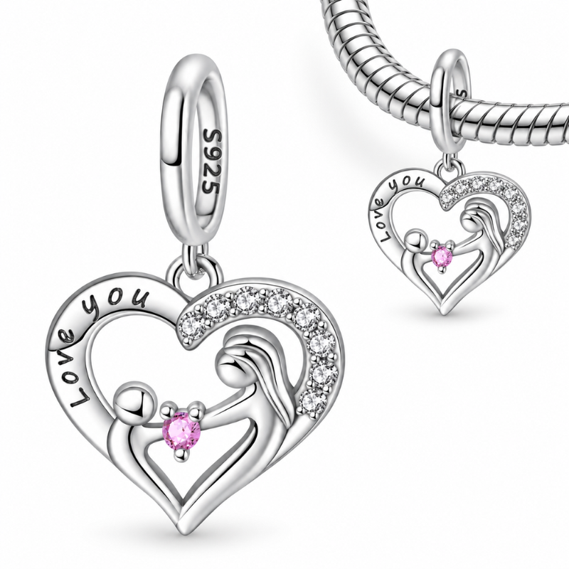 Charm pour bracelet coeur fin mamam d'amour