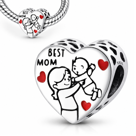 Charm pour bracelet meilleure maman enfant dans les bras
