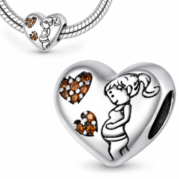 Charm pour bracelet cadeau coeur future maman enceinte