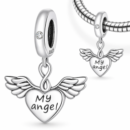 Charm pour bracelet mon ange aile coeur