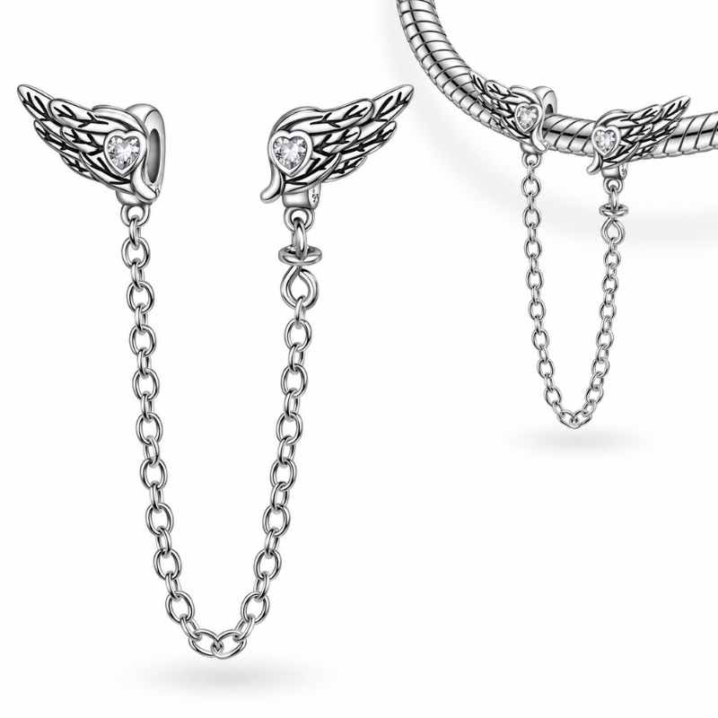 Charm pour bracelet double chaine aile d'ange bloqueur